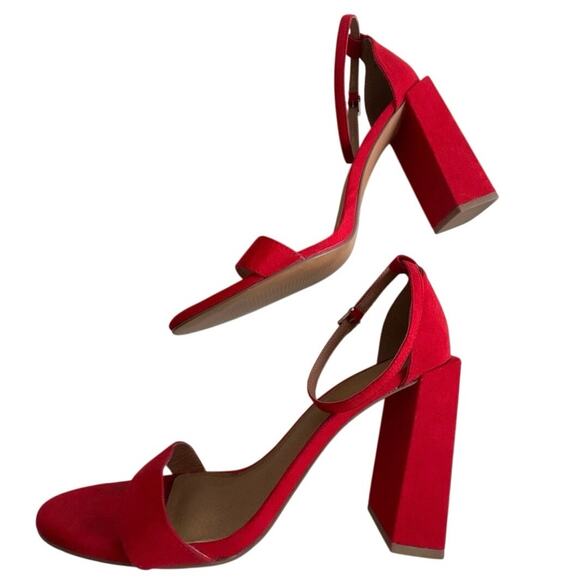 ASOS Red Block Heel Ankle Strap Sandals Size 9 - Picture 7 of 9